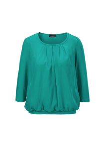 Kurzarmbluse GOLDNER "Chiffon-Shirt mit 3/4-Arm, Rundhals", Damen, Gr. 54, gr&uuml;n (smaragdgr&uuml;n), Obermaterial: 95% Viskose CV. 5% Elasthan EL., Casual, Sonstiges, Blusen Kurzarmbluse, keine/nicht relevant