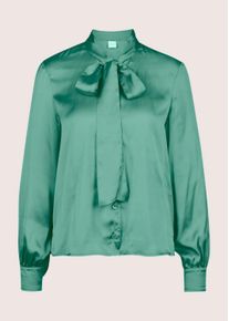 Madeleine Mode Langarmbluse MADELEINE "Bluse Satinbluse mit Schluppe", Damen, Gr. 34, gr&uuml;n (pfefferminz), Obermaterial: 100% Polyester PES., Modern, normal, Blusen Langarmbluse