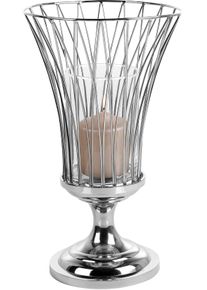 Windlicht Fink "ALLEGRA", silber (silberfarben), H:43cm &Oslash;:25cm, Edelstahl, Glas, Kerzenhalter, Windlicht, Kerzenhalter aus Edelstahl und Glas