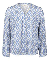 Klassische Bluse Cartoon "Blusenshirt mit Muster", Damen, Gr. 44, blau (wei&szlig;, blau), Obermaterial: 100% Viskose CV., Blusen Klassische Bluse