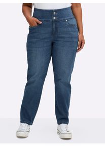 Bequeme Jeans sheego, Damen, Gr. 50, Normalgr&ouml;&szlig;en, blau (blau, stone, washed), 99% Baumwolle, 1% Elasthan, unifarben, lang, Jeans Bequeme Jeans