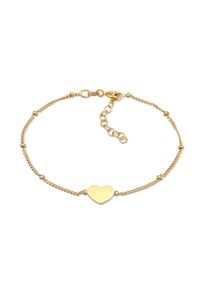 Armkette Elli "Armband Herzchen Kugelkette Liebe Romantik 925 Silber" Gr. 160, gold, Armb&auml;nder, Damen, Silber 925 (Sterlingsilber), Armkette