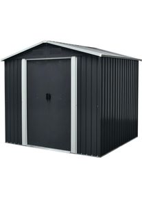 Ger&auml;tehaus Pergart "D&uuml;sseldorf II 86 (GLS)", grau (schiefergrau), Metall, Ger&auml;teh&auml;user, Ger&auml;tehaus, Metall, mit Satteldach und integrierter Schiebet&uuml;r, schiefer/creme