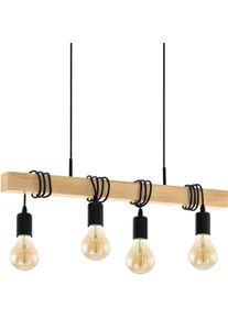 Eglo Pendelleuchte "TOWNSHEND", braun (braun, schwarz), 4, Leuchten, schwarz, braun / L70 x H110 x B10,5 cm / Vintage / Retro / Esstisch, Pendelleuchte