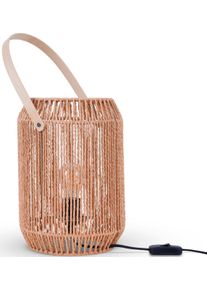 Paco Home Tischleuchte "NANDO", braun, &Oslash; 22,5cm H: 31,4cm, Leuchten, Tischlampe Schreibtischlampe Beistelltisch Lampenschirm Boho Korb E27, Tischleuchte
