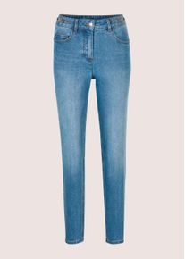Madeleine Mode Regular-fit-Jeans MADELEINE "Jeans Lange Slim Fit Stretch-Jeans", Damen, Gr. 20, N + K Gr, beige (bleached, denim), Obermaterial: 98% Baumwolle CO. 2% Elasthan EL., Modern, Jeans Regular-fit-Jeans