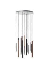Brilliant Pendelleuchte "Cembalo", braun (braun, kaffee), 16, &Oslash; 55,3cm H: 180cm, 1 Stk., Leuchten, LED H&auml;ngelampe 16flg braun/Kaffee, Pendelleuchte