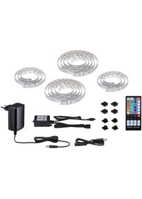 Paulmann LED-Streifen "MaxLED 250 TV Comfort Basisset 65 Zoll 4,3m Dynamic RGB 22W 234lm/m", silber (silberfarben), Dioden 120 Stk. Flammen 1 Stk., Gesamtl&auml;nge 4,3m, Lichterketten, Basisset, LED-Streifen