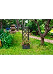 Spalier KHW, grau (anthrazit), B:43cm H:140cm T:43cm, Kunststoff, Rankhilfen, Spalier, mit Pflanzkasten, BxTxH: 43x43x140 cm