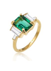 Silberring Elli Premium "Ring Topas Gr&uuml;n 925 Sterling Silber Gold-plated" Gr. 58, gold, Fingerringe, Damen, 58, Silber 925 (Sterlingsilber), Silberring