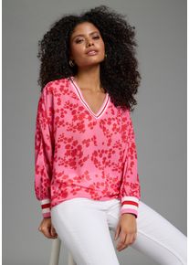Chiffonbluse Laura Scott, Damen, Gr. 48, pink, Web, Obermaterial: 100% Polyester, h&uuml;ftbedeckend, V-Ausschnitt, angeschnitten Rippb&uuml;ndchen, Blusen Chiffonbluse, leicht transparent, mit Fledermaus-&Auml;rmeln, und V-Ausschnitt