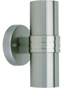 LED Au&szlig;en-Wandleuchte Brilliant "Hanni", silber (edelstahlfarben), H:20cm T:12cm, Leuchten, LED Au&szlig;en-Wandleuchte, 19,5 cm H&ouml;he, &Oslash; 8,5 cm, 2 x 3 W GU10 Leuchtmittel inklusive, Edelstahl