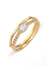 Ring-Set Elli "Ring Set Wei&szlig; 925 Sterling Silber, mit Kristallen von Swarovski" Gr. 54, gold, Fingerringe, Damen, 54, Silber 925 (Sterlingsilber), Ring-Set