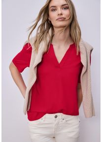 Schlupfbluse Street One, Damen, Gr. 44, salsa rot, Web, Obermaterial: 100% Viskose, figurumspielend h&uuml;ftbedeckend, V-Ausschnitt, Aufschlag, Blusen Schlupfbluse, Leicht abgerundeter Saum, &Auml;rmelaufschlag