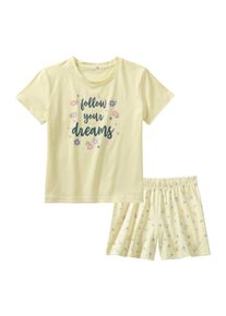Schlafanzug Buffalo, M&auml;dchen, Gr. 158/164, gelb, Single Jersey, Obermaterial: 100% Baumwolle, bedruckt, Rundhals, abgesteppte Kante, Homewear-Sets Schlafanzug, mit Bl&uuml;mchen Print