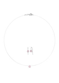 Schmuckset Smart Jewel "Schmuckset Collier mit Ohrschmuck, Silber 925", rosa, Schmuck_Sets, Damen, Silber 925 (Sterlingsilber), Schmuckset