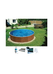 Rundpool MY POOL BWT "MAONI", braun (eichefarben), H:90cm &Oslash;:300cm, Schwimmbecken, Rundpool, Aufstellpool in Holzoptik in verschiedenen Gr&ouml;&szlig;en