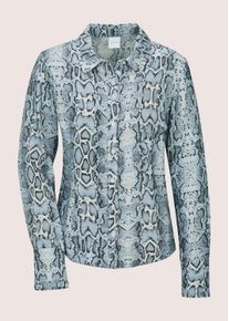 Madeleine Mode Langarmbluse MADELEINE "Hemdbluse Viskosebluse mit Animal-Print", Damen, Gr. 44, blau (himmelblau, multicolor), Obermaterial: 100% Viskose CV., Modern, gerade, Blusen Langarmbluse, Snake-Print