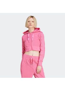 Trainingsjacke adidas originals "SHRT FZ HOODIE", Damen, Gr. XS, pink (pulse magenta), Obermaterial: 74% Polyester, 26% Viskose, Jacken Trainingsjacke