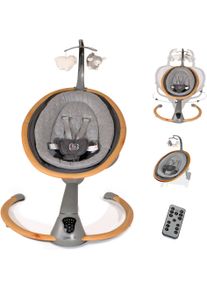 Babywippe BABYGO "Homey", Baby, beige (wood optic), Aluminium, Polyester, Babywippen Babywippe, mit Schaukelbewegungen und Sound