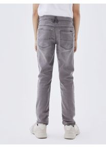 Slim-fit-Jeans name it "NKMTHEO XSLIM SWE JEANS 3113-TH NOOS", M&auml;dchen, Gr. 110, N-Gr, blau (medium grau denim), Denim/Jeans, Obermaterial: 70% Baumwolle, 27% Polyester, 3% Elasthan, unifarben, slim fit lang, Jeans Slim-fit-Jeans