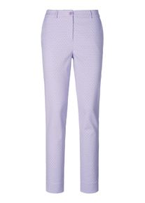 Madeleine Mode Stoffhose MADELEINE "Hose Jacquard-Hose mit Unikat-Dessin", Damen, Gr. 46, N + K Gr, lila (lavendel, wei&szlig;), Obermaterial: 59% Baumwolle CO. 37% Polyamid PA. 4% Elasthan EL., Modern, Hosen Stoffhose