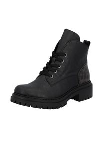 Schn&uuml;rboots Rieker, Damen, Gr. 40, schwarz (schwarz, leo), Lederimitat, Schuhe Schn&uuml;rboots, Schn&uuml;rstiefelette, Profilsohle, mit praktischem Innenrei&szlig;verschluss