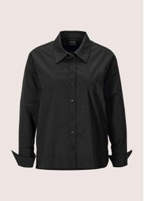 Madeleine Mode Hemdbluse MADELEINE "Hemdbluse Elegante Bluse mit Glanzakzenten", Damen, Gr. 48, schwarz, Obermaterial: 65% Baumwolle CO. 32% Polyamid PA. 3% Elasthan EL., Modern, Blusen Hemdbluse