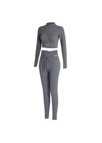 Sportanzug YEAZ "Set RUNWAY", Damen, Gr. M, grau, Obermaterial: 87% Nylon NY. 13% Elasthan EL., Sportanz&uuml;ge Sportanzug