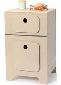Kinder-K&uuml;hlschrank Musterkind "Mix & Match, warmgrau/natur", grau (warmgrau, natur), Spielzeug-Haushaltsger&auml;te, KinderB:35cm H:60cm T:31,5cm, Holz, Kinder-K&uuml;hlschrank, B:35cm H:60cm T:31,5cm