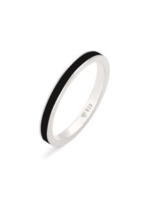 Silberring Elli "Ring Stapelring Basic Emaille 925 Silber" Gr. 52, schwarz, Fingerringe, Damen, 52, Silber 925 (Sterlingsilber), Silberring