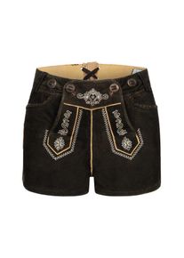 N&uuml;bler Trachtenlederhose N&Uuml;BLER "Lederhose Hotpant Hanna", Damen, Gr. 34, EURO, braun, Obermaterial: 100% Lammleder LEL., Hosen Trachtenlederhose