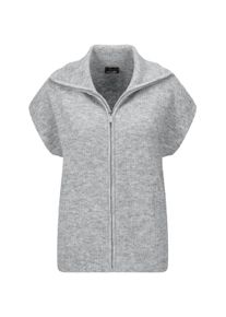 Kurzweste GOLDNER "Melierte Weste mit Rei&szlig;verschluss", Damen, Gr. 54, grau (grau, melange), Obermaterial: 76% Polyester PES. 15% Polyamid PA. 6% Schurwolle WV. 3% Elasthan EL., Modisch, Westen Kurzweste, Umlegekragen kann hochgeschlossen werden