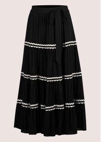 Madeleine Mode Midirock MADELEINE "Rock Langer Stufenrock zum Schl&uuml;pfen", Damen, Gr. 34, schwarz (schwarz, wei&szlig;), Obermaterial: 100% Viskose CV., Modern, normal, R&ouml;cke Midirock