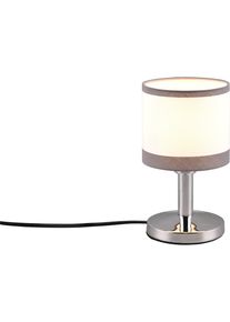 REALITY LEUCHTEN Schreibtischlampe "DAVOS, Tischleuchte exkl 1xE14 max 10W On/Off Touch Steuerung", silber (chrom wei&szlig;), 1, &Oslash; 12cm H: 22,5cm, 1 Stk., Leuchten, Nachttischlampe H&ouml;he 22cm mit Touchfunktion und Stoffschirm &Oslash;12 cm, Schreibtischlampe