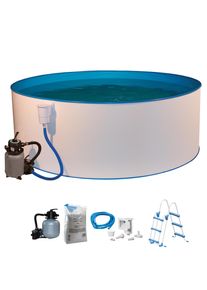 Rundpool Konifera "Kreta III", wei&szlig;, H:90cm &Oslash;:400cm, Schwimmbecken, Rundpool, 5-tlg., in verschiedenen Gr&ouml;&szlig;en