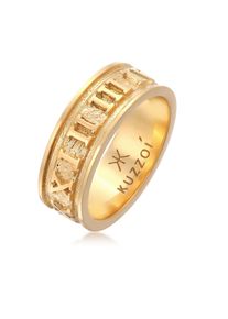 Silberring Kuzzoi "Ring Herren Bandring R&ouml;mische Zahlen 925 Silber" Gr. 62, gold, Fingerringe, Herren, 62, Silber 925 (Sterlingsilber), Silberring
