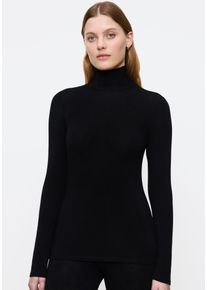 Langarmshirt Triumph "Beauty Layers Top LSL Turtleneck 04", Damen, Gr. XS, schwarz, Single Jersey, Obermaterial: 48% Wolle, 48% Modal, 4% Elasthan, figurbetont h&uuml;ftbedeckend, ohne Ausschnitt, Shirts Langarmshirt, temperaturausgleichend
