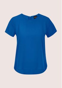 Madeleine Mode Shirtbluse MADELEINE "Blusenshirt Sommerbluse mit Rei&szlig;verschluss", Damen, Gr. 38, blau (royalblau), Obermaterial: 97% Polyester PES. 3% Elasthan EL., Modern, gerade, Blusen Shirtbluse, Rei&szlig;verschluss am R&uuml;cken