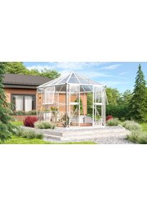 Gew&auml;chshaus Vitavia "Juno 9000, mit Stahlfundamentrahmen", wei&szlig;, B:336cm H:283,7cm T:383,3cm, Gew&auml;chsh&auml;user, Gew&auml;chshaus, Alu-Profile,3 mm Sicherheitsglas, Dach 6 mm Hohlkammerplatten