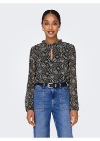 Chiffonbluse Only "ONLDITSY L/S BLOUSE WVN", Damen, Gr. L, schwarz (schwarz shana grafic), Chiffon, Obermaterial: 100% Polyester, bedruckt, normal, mit Gummizug, Blusen Chiffonbluse, Kunstfaser, regular fit