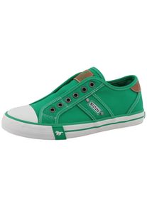 Slip-On Sneaker Mustang Shoes "Winona", Damen, Gr. 40, gr&uuml;n, Baumwolle, Schuhe Slip-On Sneaker, Slipper, Halbschuh mit modischen Kontrastn&auml;hten