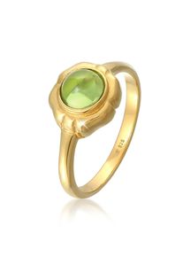 Silberring Elli Premium "Ring Peridot Cabochon Gr&uuml;n Klassik 925 Silber" Gr. 58, gold, Fingerringe, Damen, 58, Silber 925 (Sterlingsilber), Silberring