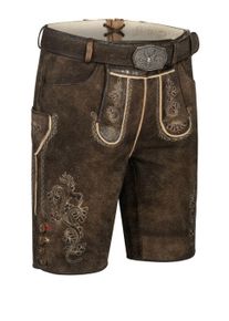 N&uuml;bler Trachtenlederhose N&Uuml;BLER "Lederhosen kurz Latz Hansi", Herren, Gr. 52, EURO, braun, Obermaterial: 100% Lammleder LEL., Hosen Trachtenlederhose