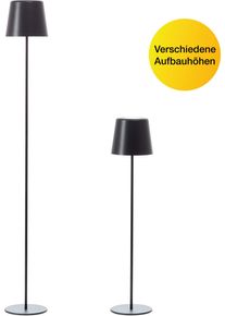 LED Au&szlig;en-Stehlampe Brilliant "Kaami - mobile LED Au&szlig;en Stehlampe", schwarz, H:129cm &Oslash;:18cm, Leuchten, LED Au&szlig;en-Stehlampe, Akkubetrieben, 129 cm, 350 lm, 3000 K, 3-Stufen dimmbar, Metall