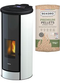 Pelletofen FreePoint "BREEZE", wei&szlig; (wei&szlig;, schwarz), Kamin&ouml;fen, Pelletofen, Stahl, integrierte WIFI-Funktion