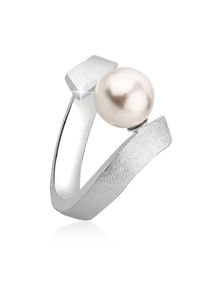 Perlenring NENALINA "Ring Synthetische Perle 925 Silber" Gr. 58, silber, Fingerringe, Damen, 58, ohne Stein, Silber 925 (Sterlingsilber), 15mm, Perlenring