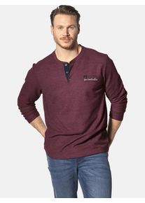Langarm-Poloshirt Jan Vanderstorm "Langarmshirt IVOR", Herren, Gr. L, rot (lila), Obermaterial: 70% Baumwolle CO. 30% Polyester COOLMAX PES(Coolmax)., Shirts Langarm-Poloshirt