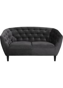 2-Sitzer ACTONA GROUP "Ria Sofa, Couch, Doppelsofa, Loveseat", grau (dunkelgrau), B:150cm H:78cm T:84cm, Sofas, 2-Sitzer, Samtstoff, Massivholz-Beine, Taschenfederkern, Tufting, mit Armlehnen