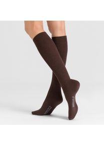 Kniestr&uuml;mpfe Hudson "Kniestrumpf Relax Woolmix Clima", Herren, Gr. 39-42, schwarz (braunmeliert 0763), Obermaterial: 53% Baumwolle CO. 42% Schurwolle WV. 4% Polyamid PA. 1% Elasthan EL., Socken Kniestr&uuml;mpfe